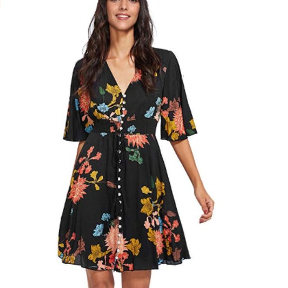 Dresses & Skirts - Women Boho ButtonUp Split Floral Print Party Dress